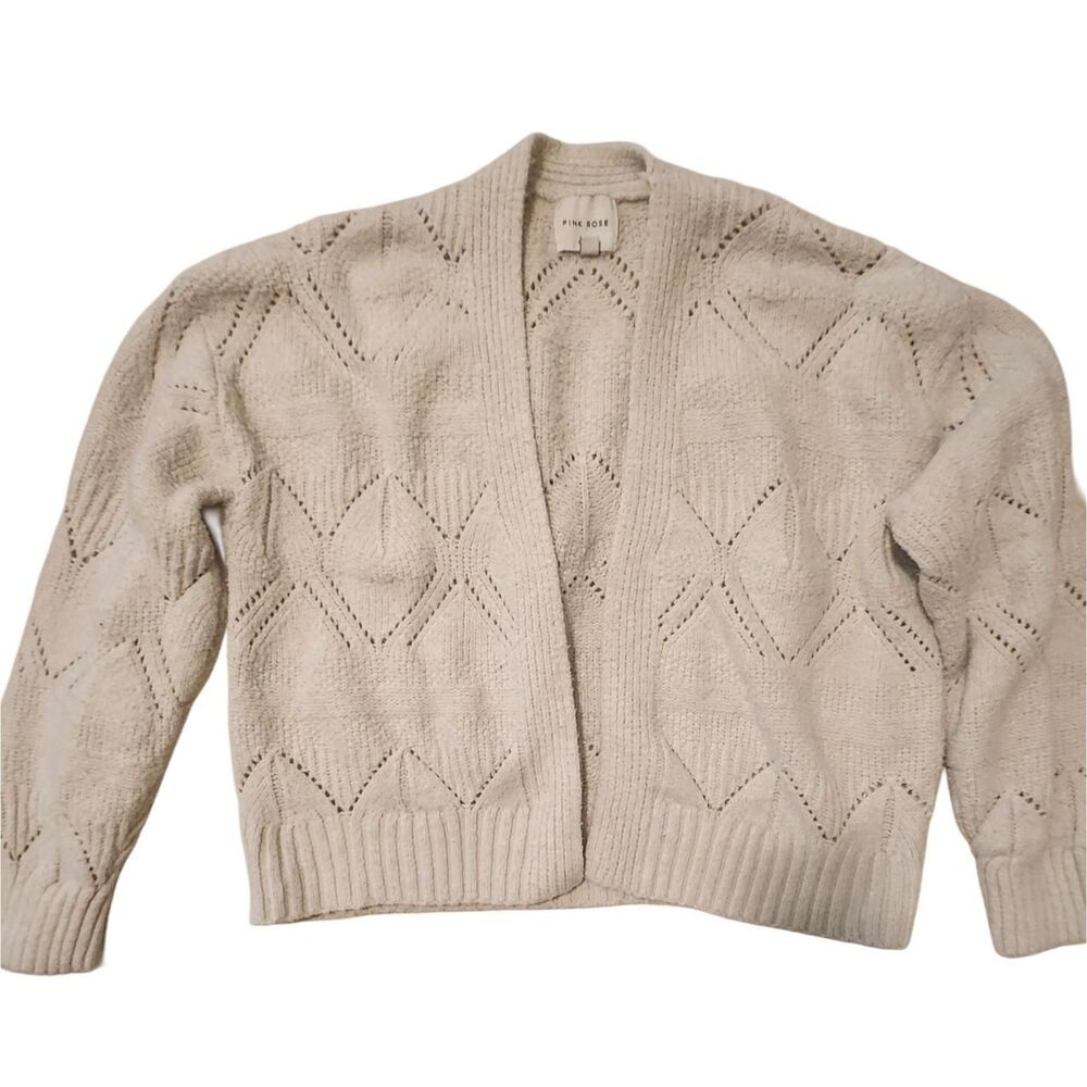 Pink-rose Women's Cream and Tan Cardigan